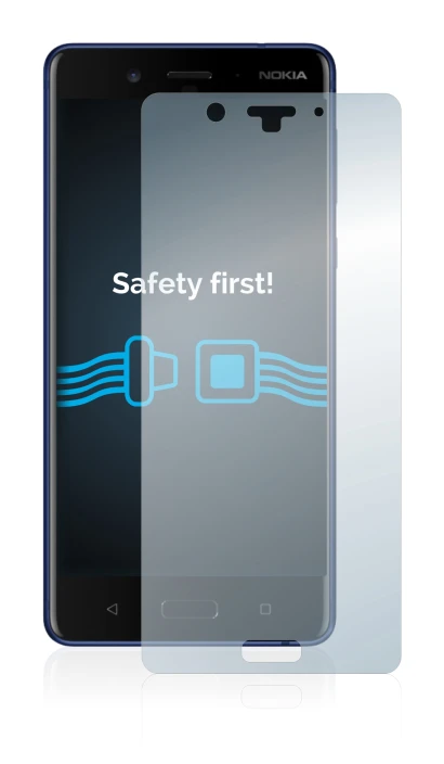 Immagine del dispositivo Nokia 8 con un'ampia varietà di protezioni per lo schermo.