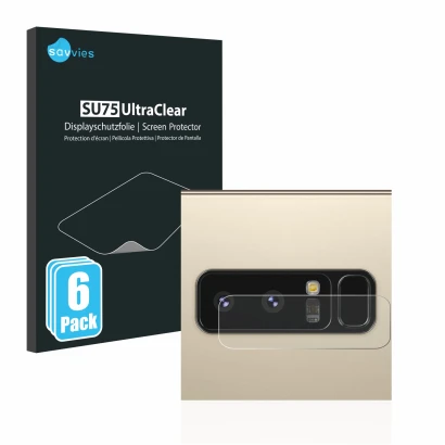 Parte frontale di una confezione del prodotto con il logo del marchio Savvies. Accanto è raffigurato il dispositivo Samsung Ga