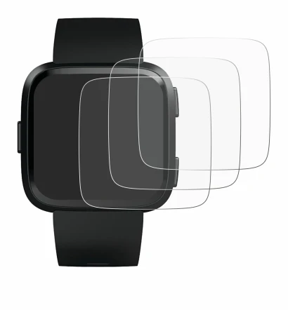 Immagine del dispositivo Fitbit Versa con un'ampia varietà di protezioni per lo schermo.