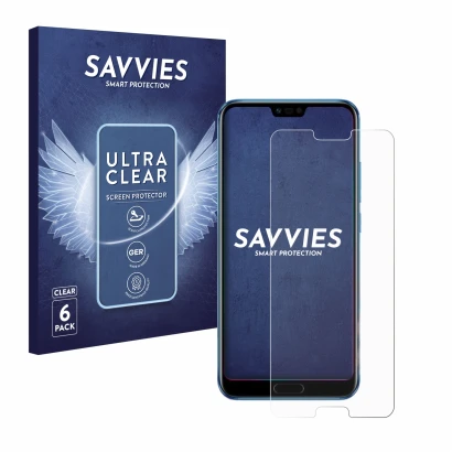 Parte frontale di una confezione del prodotto con il logo del marchio Savvies. Accanto è raffigurato il dispositivo Honor 10 c