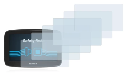 Immagine del dispositivo TomTom GO Basic 5" con un'ampia varietà di protezioni per lo schermo.