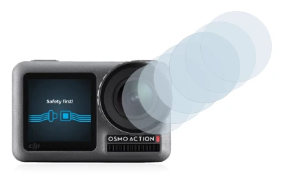 Immagine del dispositivo DJI Osmo Action (Lente) con un'ampia varietà di protezioni per lo schermo.