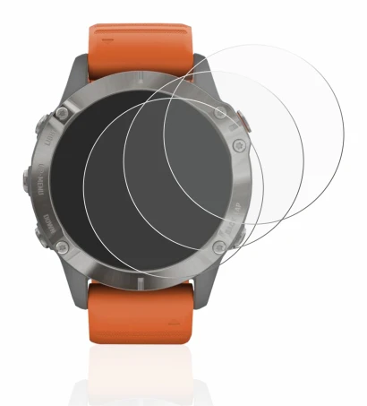 Immagine del dispositivo Garmin Fenix 6 Pro con un'ampia varietà di protezioni per lo schermo.