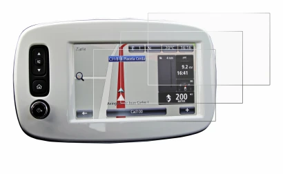Immagine del dispositivo TomTom Smart 453 2018 con un'ampia varietà di protezioni per lo schermo.