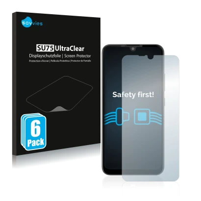 Parte frontale di una confezione del prodotto con il logo del marchio Savvies. Accanto è raffigurato il dispositivo Gigaset GS