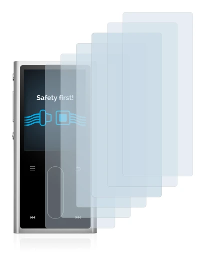 Immagine del dispositivo FiiO M3K con un'ampia varietà di protezioni per lo schermo.