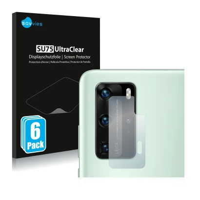 Parte frontale di una confezione del prodotto con il logo del marchio Savvies. Accanto è raffigurato il dispositivo Huawei P40