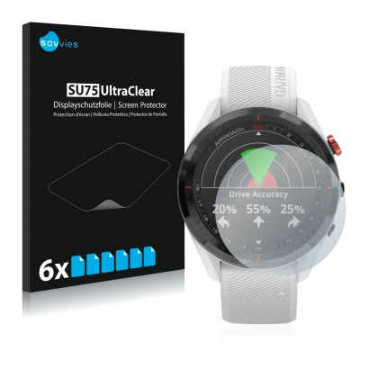 Parte frontale di una confezione del prodotto con il logo del marchio Savvies. Accanto è raffigurato il dispositivo Garmin App