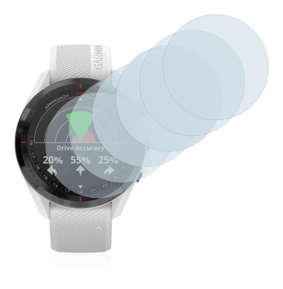 Immagine del dispositivo Garmin Approach S62 con un'ampia varietà di protezioni per lo schermo.