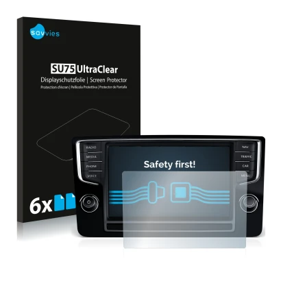 Parte frontale di una confezione del prodotto con il logo del marchio Savvies. Accanto è raffigurato il dispositivo Volkswagen