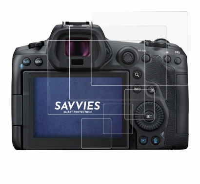 Immagine del dispositivo Canon EOS R5 con un'ampia varietà di protezioni per lo schermo.