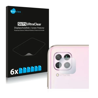 Parte frontale di una confezione del prodotto con il logo del marchio Savvies. Accanto è raffigurato il dispositivo Huawei P40