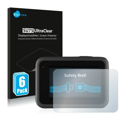 Parte frontale di una confezione del prodotto con il logo del marchio Savvies. Accanto è raffigurato il dispositivo GoPro Hero