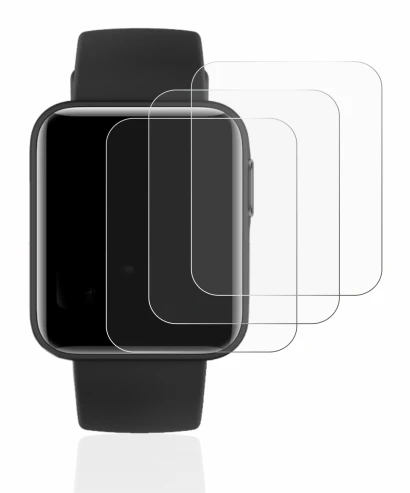 Immagine del dispositivo Xiaomi Mi Watch Lite con un'ampia varietà di protezioni per lo schermo.