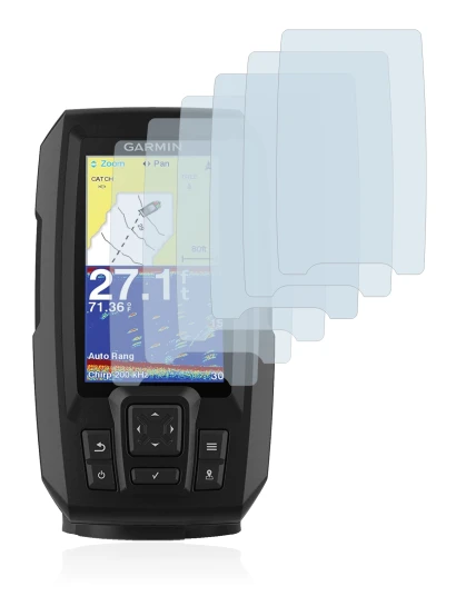 Immagine del dispositivo Garmin Striker Vivid 4cv con un'ampia varietà di protezioni per lo schermo.