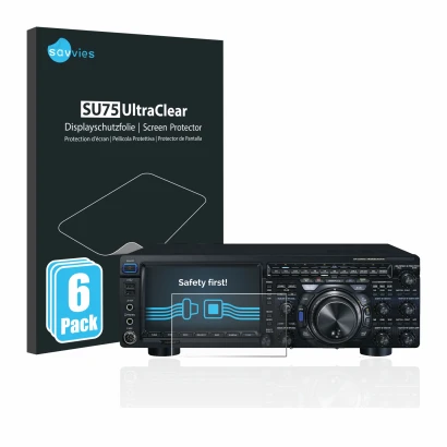 Parte frontale di una confezione del prodotto con il logo del marchio Savvies. Accanto è raffigurato il dispositivo Yaesu FT-D