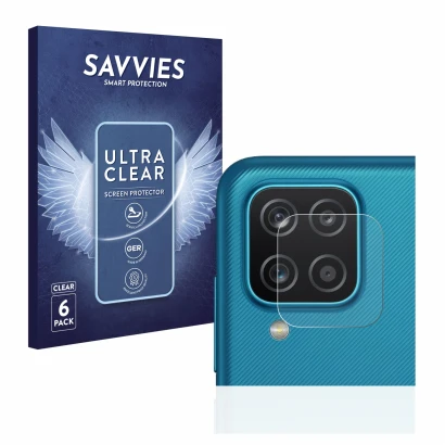 Parte frontale di una confezione del prodotto con il logo del marchio Savvies. Accanto è raffigurato il dispositivo Samsung Ga