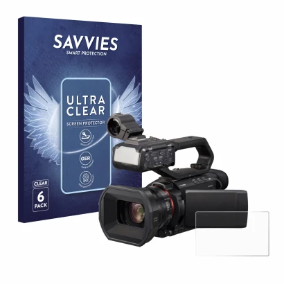 Parte frontale di una confezione del prodotto con il logo del marchio Savvies. Accanto è raffigurato il dispositivo Panasonic 