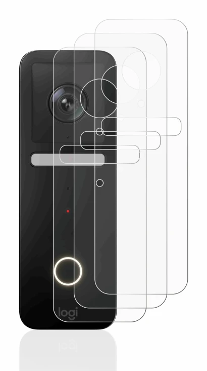 Immagine del dispositivo Logitech Circle View Doorbell con un'ampia varietà di protezioni per lo schermo.