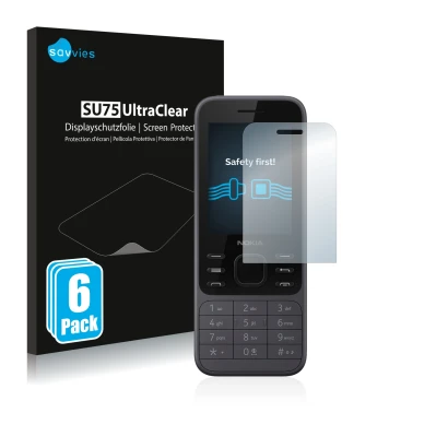 Parte frontale di una confezione del prodotto con il logo del marchio Savvies. Accanto è raffigurato il dispositivo Nokia 6300