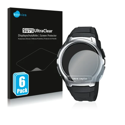 Parte frontale di una confezione del prodotto con il logo del marchio Savvies. Accanto è raffigurato il dispositivo Casio Wave