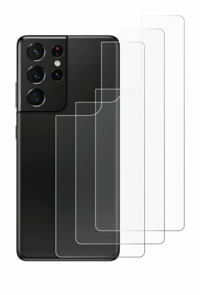 Immagine del dispositivo Samsung Galaxy S21 Ultra 5G (Posteriore) con un'ampia varietà di protezioni per lo schermo.