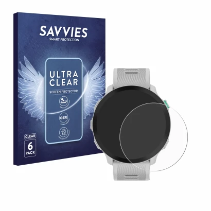 Parte frontale di una confezione del prodotto con il logo del marchio Savvies. Accanto è raffigurato il dispositivo Garmin For