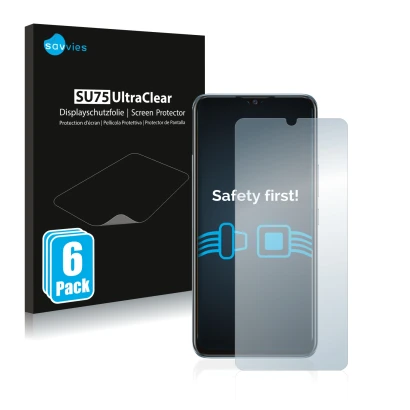 Parte frontale di una confezione del prodotto con il logo del marchio Savvies. Accanto è raffigurato il dispositivo Vivo Y70 c