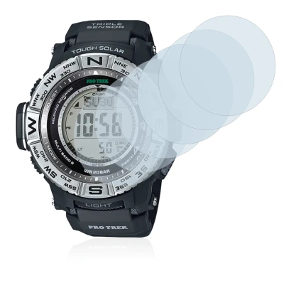 Immagine del dispositivo Casio Pro Trek PRW-3500-1 con un'ampia varietà di protezioni per lo schermo.