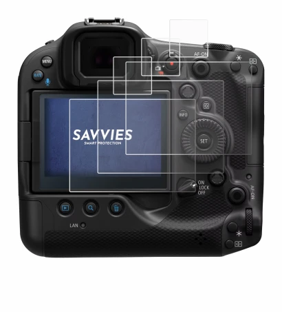 Immagine del dispositivo Canon EOS R3 con un'ampia varietà di protezioni per lo schermo.