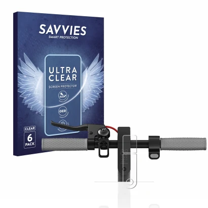 Parte frontale di una confezione del prodotto con il logo del marchio Savvies. Accanto è raffigurato il dispositivo Xiaomi Mi 