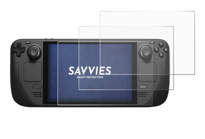 Immagine del dispositivo Valve Steam Deck con un'ampia varietà di protezioni per lo schermo.