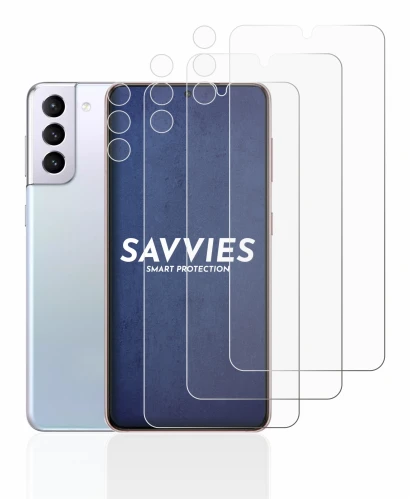 Immagine del dispositivo Samsung Galaxy S21 5G (Fronte+Fotocamera) con un'ampia varietà di protezioni per lo schermo.