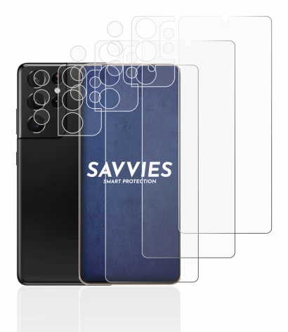 Immagine del dispositivo Samsung Galaxy S21 Ultra 5G (Fronte+Fotocamera) con un'ampia varietà di protezioni per lo schermo.