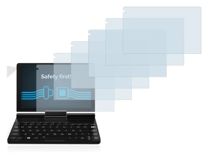 Immagine del dispositivo GPD Pocket 3 con un'ampia varietà di protezioni per lo schermo.