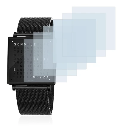 Immagine del dispositivo Qlocktwo W35 con un'ampia varietà di protezioni per lo schermo.