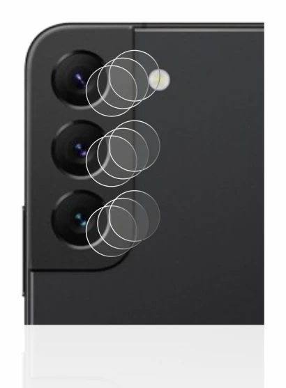 Immagine del dispositivo Samsung Galaxy S22 5G (SOLO Fotocamera) con un'ampia varietà di protezioni per lo schermo.