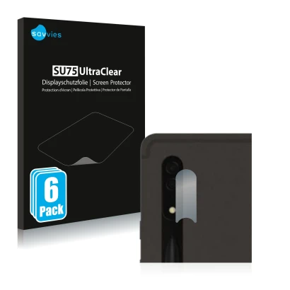 Parte frontale di una confezione del prodotto con il logo del marchio Savvies. Accanto è raffigurato il dispositivo Samsung Ga