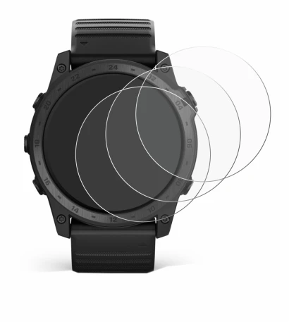Immagine del dispositivo Garmin Tactix 7 Pro con un'ampia varietà di protezioni per lo schermo.
