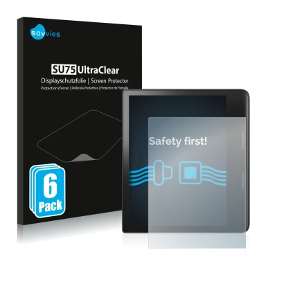 Parte frontale di una confezione del prodotto con il logo del marchio Savvies. Accanto è raffigurato il dispositivo Tolino Epo