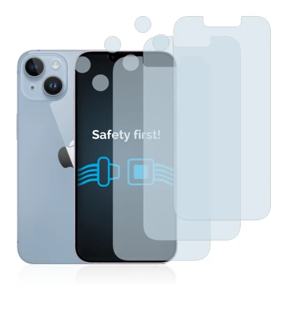 Immagine del dispositivo Apple iPhone 14 (Fronte+Fotocamera) con un'ampia varietà di protezioni per lo schermo.