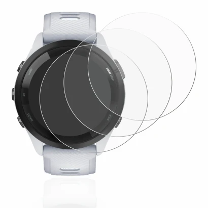 Immagine del dispositivo Garmin Forerunner 265 (46 mm) con un'ampia varietà di protezioni per lo schermo.