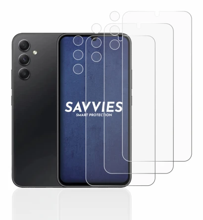 Immagine del dispositivo Samsung Galaxy A34 5G (Fronte+Fotocamera) con un'ampia varietà di protezioni per lo schermo.