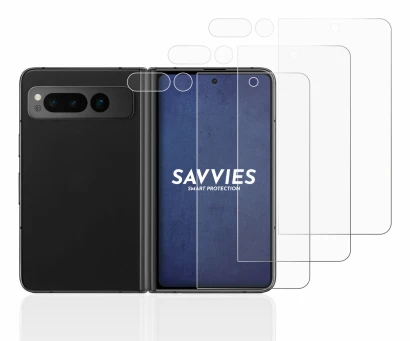 Immagine del dispositivo Google Pixel Fold (Fronte+Fotocamera) con un'ampia varietà di protezioni per lo schermo.