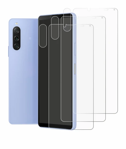 Immagine del dispositivo Sony Xperia 10 V (Fronte+Fotocamera) con un'ampia varietà di protezioni per lo schermo.