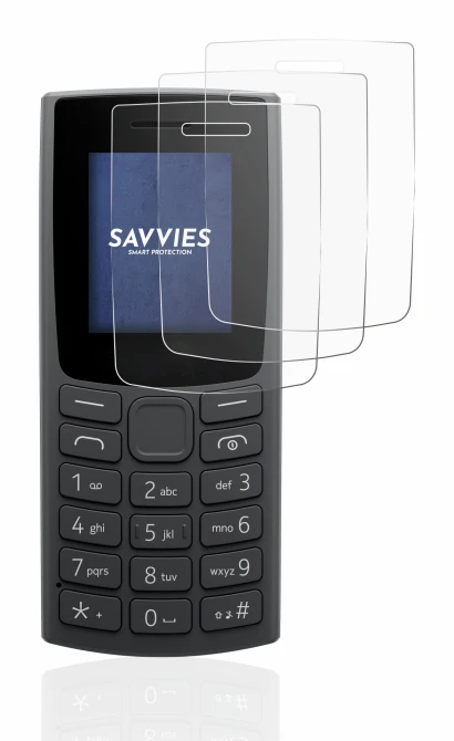 Immagine del dispositivo Nokia 110 (2023) con un'ampia varietà di protezioni per lo schermo.