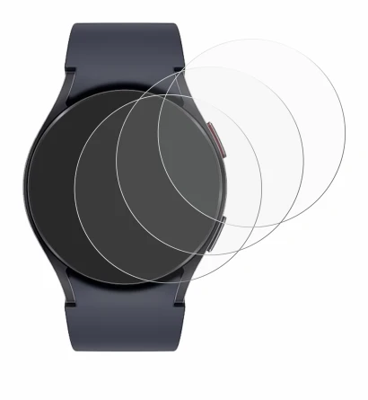 Immagine del dispositivo Samsung Galaxy Watch 6 (44 mm) con un'ampia varietà di protezioni per lo schermo.