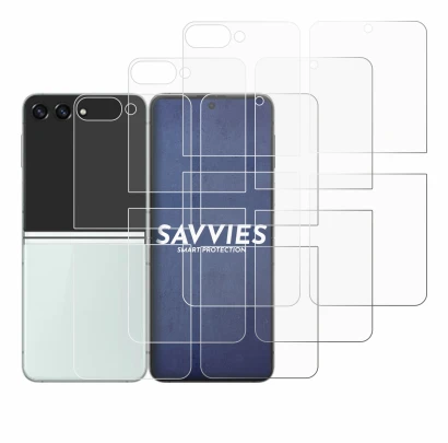 Immagine del dispositivo Samsung Galaxy Z Flip 5 (Fronte+Retro) con un'ampia varietà di protezioni per lo schermo.