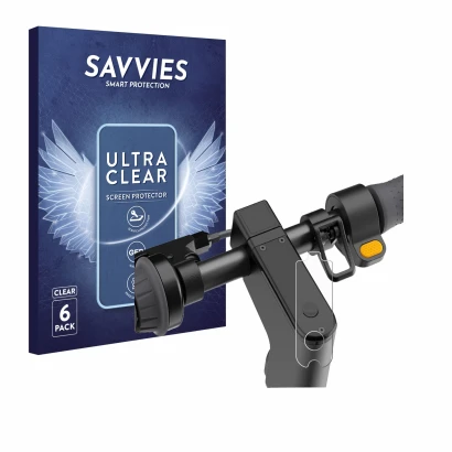 Parte frontale di una confezione del prodotto con il logo del marchio Savvies. Accanto è raffigurato il dispositivo Segway Nin