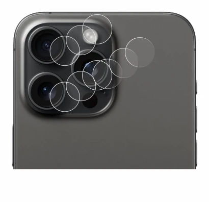 Immagine del dispositivo Apple iPhone 15 Pro Max (SOLO Fotocamera) con un'ampia varietà di protezioni per lo schermo.